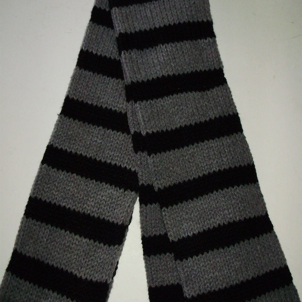 Gru Style Black & Grey/Gray Long Striped Handmade Knit Scarf, Cosplay, Gru, Geeky, Despicable, Minions