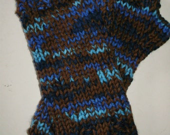 Acrylic/Wool Twilight Style Alice Fingerless Handmade Knit Gloves Cullen Ashlee's Knits Brown, Blue Multi cosplay Men Women