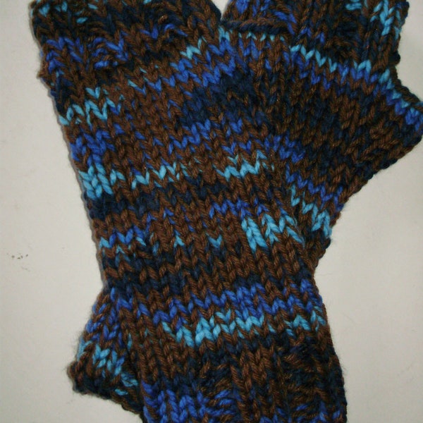 Acrylic/Wool Twilight Style Alice Fingerless Handmade Knit Gloves Cullen Ashlee's Knits Brown, Blue Multi cosplay Men Women