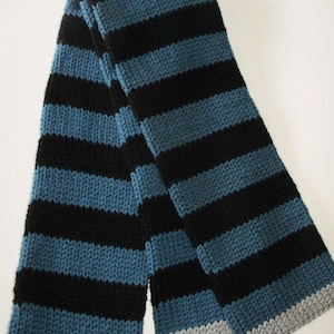 Doctor Who Night Terrors Style Scarf Black & Teal Stripes by Ashlee&#39;s Knits Cosplay Companion Scarf Blue Black Grey Gray Scarf