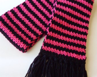 ACRYLIC Molly Style Pink & Black Chunky Striped Scarf Ashlee's Knits Sherlock Cosplay Made 2 Order