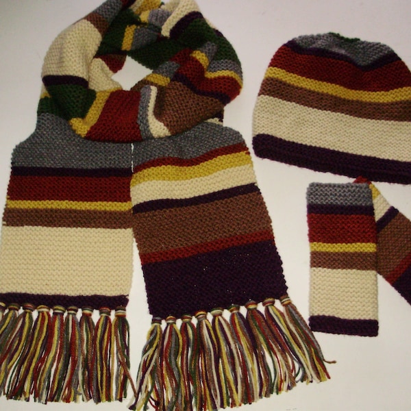 ACRYLIC Doctor Who Inspired Season 12 Style 4th Doctor Slouchy Beanie, Gloves & Scarf Set Ashlee's Knits Cosplay