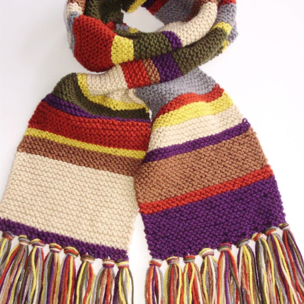 ACRYLIC MINI Doctor Who Seasons 12-14 Style Scarf 7" wide Tom Baker Whovians Cosplay Ashlee's Knits Made2Order