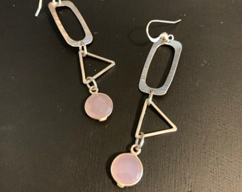 Rose Quartz Geometric Earrings