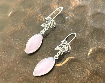 Rose Quartz and Leaf Earrings