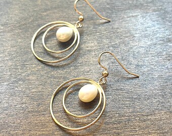 Teardrop Hoops with Pearls