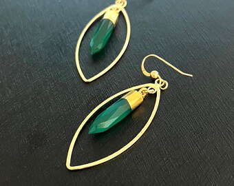 Green Onyx Spike Earrings