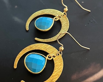 Moon and Turquoise Earrings