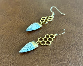 Honeycomb and Howlite Earrings