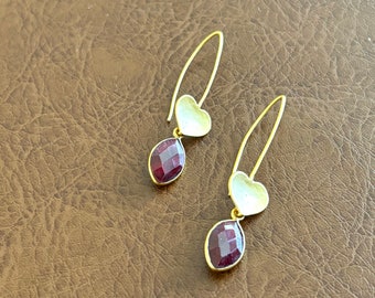 Heart and Ruby Earrings