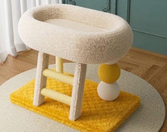 Cat Tree with Sisal Scratching Post and Integrated Bed | Large Cat Bed | Minimalist, Compact and Durable Cat Furniture