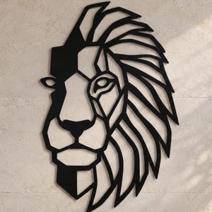 Geometric Lion Art, Metal Wall Decor, Angular Mane Design, Modern Wildlife Accent, Bold Animal Piece, Safari Wall Art, Lion Portrait Sign