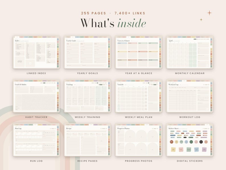 Fitness Planner for Goodnotes, Undated Hyperlinked Digital Download ...