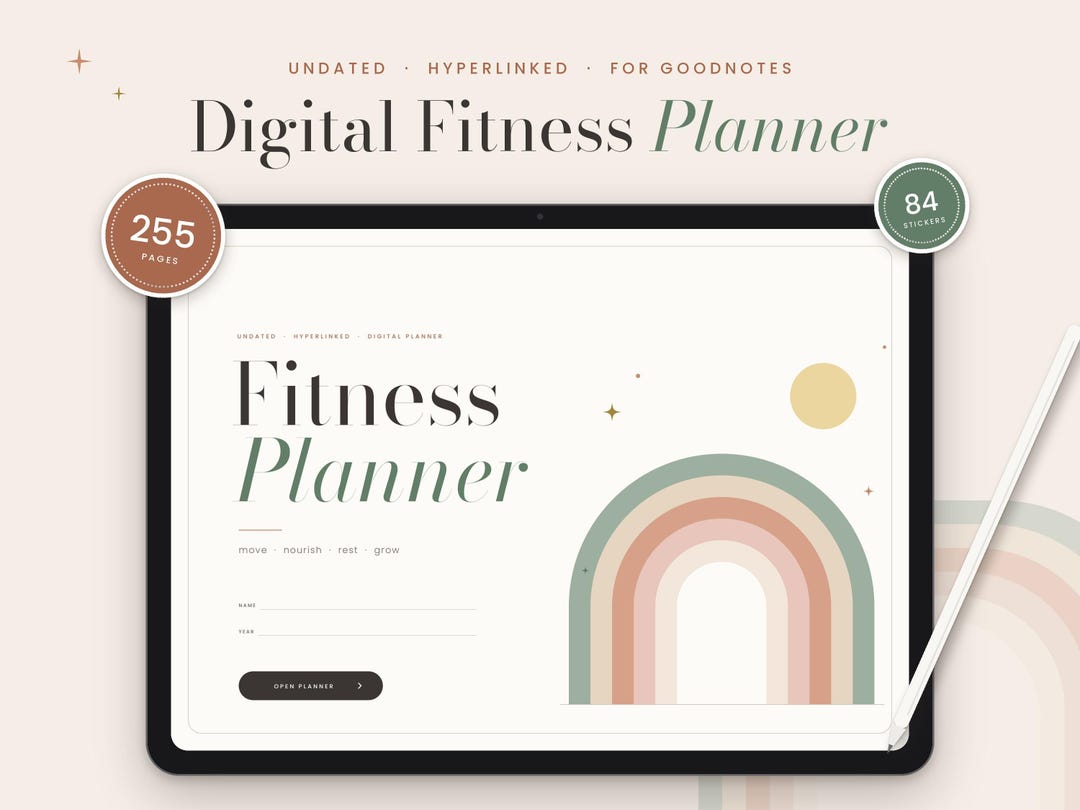 Fitness Planner for Goodnotes, Undated Hyperlinked Digital Download ...