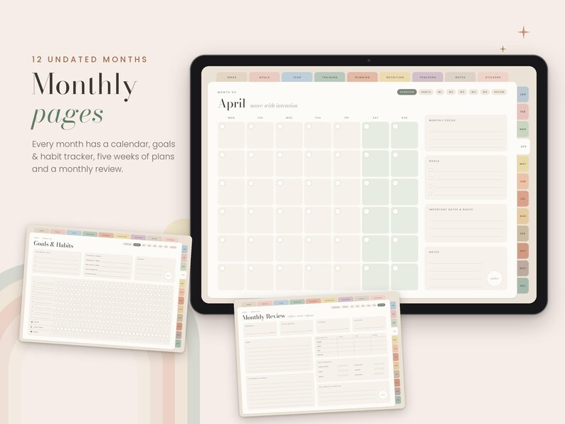 Fitness Planner for Goodnotes, Undated Hyperlinked Digital Download ...