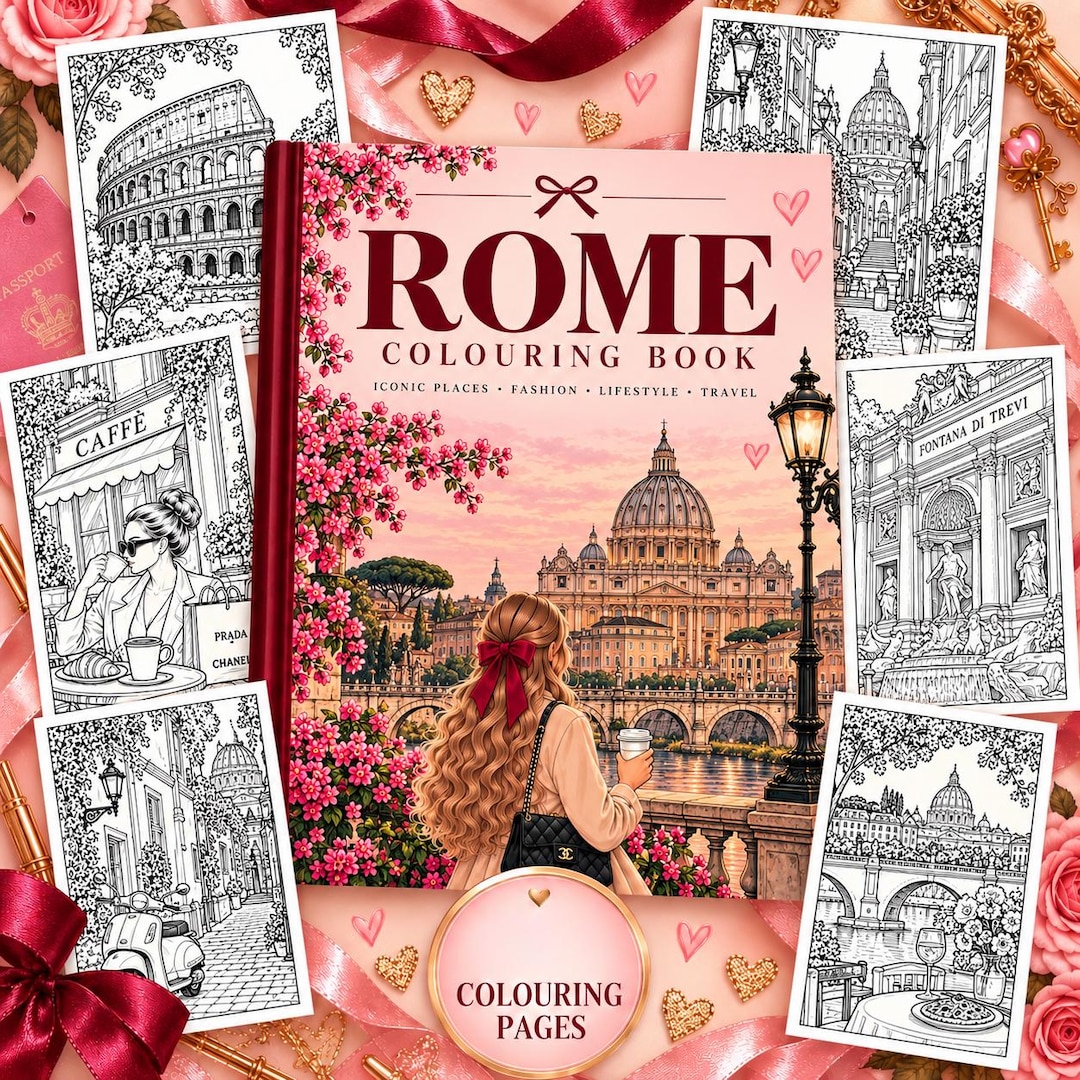 Digital Rome Coloring Book for Adults | Printable PDF Coloring Pages