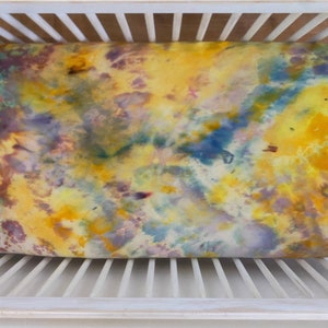 Hand dyed organic cotton crib sheet, ice dye crib sheet, baby bedding