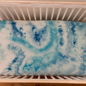 Hand dyed organic cotton crib sheet, ice dyed crib sheet, baby boy crib sheet, boho crib sheet