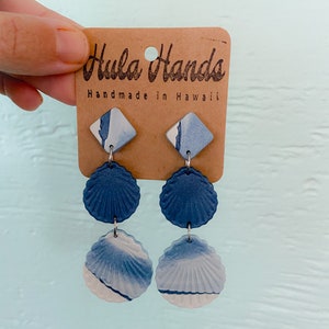 Details about   Handmade Earrings Ocean Seashell Polymer Clay Dangle Drop Lightweight