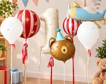 63pcs Unicorn Birthday Balloon Set, Cream White Balloons with Number 1-9, Unicorn Party Decorations, Birthday Room Decor, Balloon Supplies