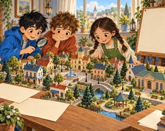 Juego de coordenadas imprimible "Detectives de la cuadrícula" para niños de 7 años en adelante, 12 rompecabezas de mapas, archivos PDF a color y de bajo consumo de tinta.