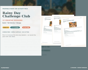 Printable Rainy Day Activities for Kids, 12 Creative STEM & Story Challenges