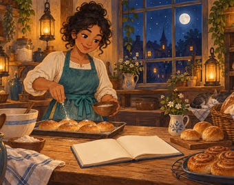 Juego de escape imprimible "Misterio de la Panadería de Medianoche" para niños de 8 años en adelante, 8 rompecabezas, PDF a color y de bajo consumo de tinta.