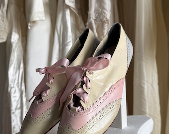 Chaussures plates à lacets avec ruban en cuir Nina Originals 80's 7 pastel Bruges