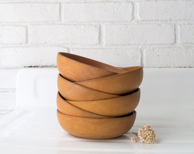 Vintage Agatized Wood Grain Bowls Set of 6 Wood Bowl Set Natural