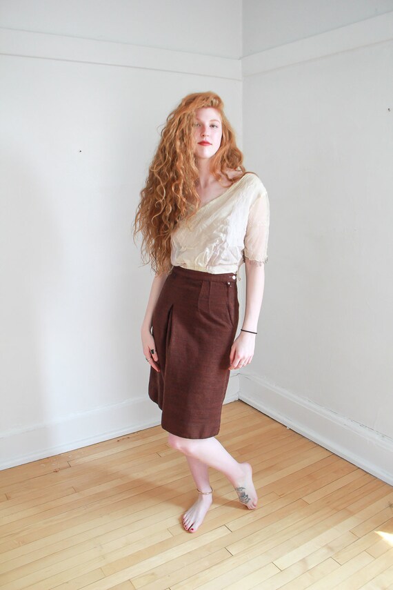 Vintage 1940s Cinnamon Bun Skirt Pencil Skirt Etsy