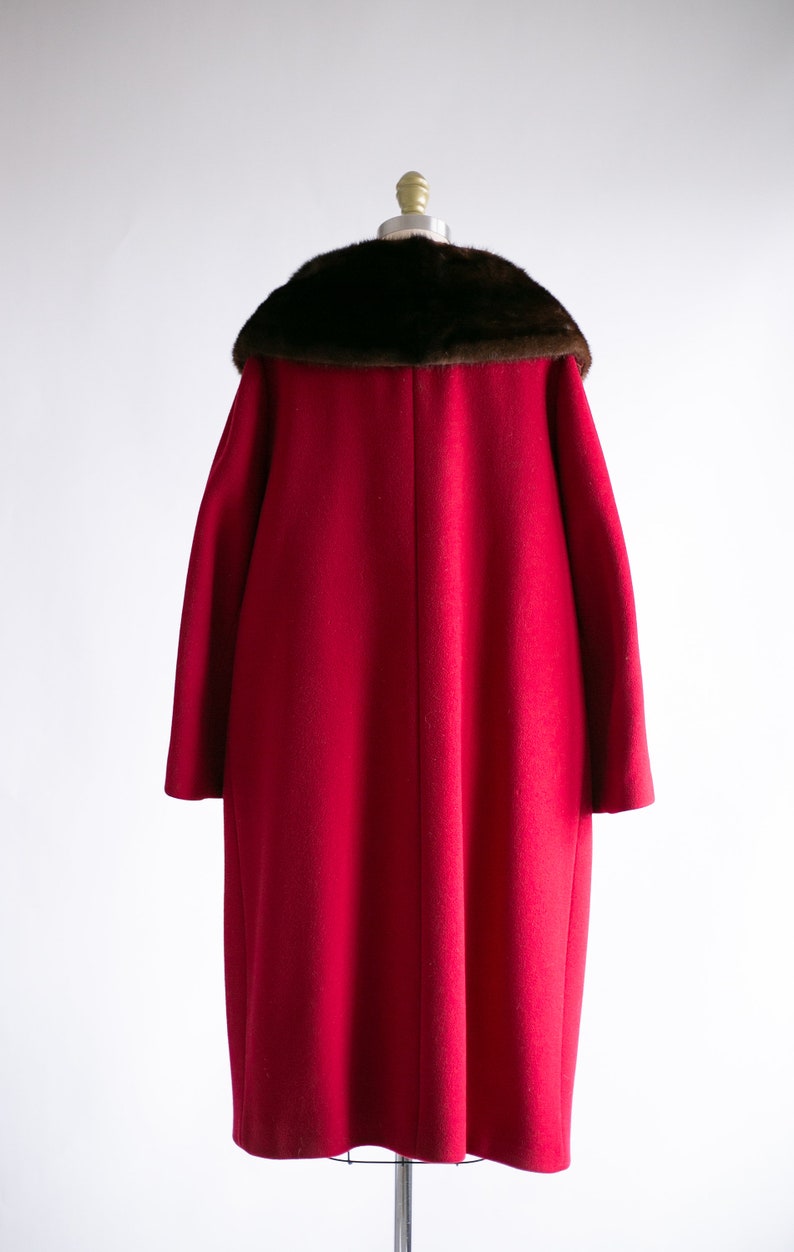 Vintage 1950's Fur Stole Coat Berry Red Wool Coat - Etsy Canada