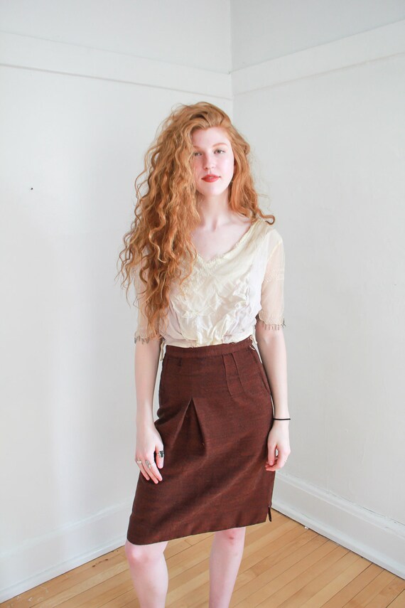 Vintage 1940s Cinnamon Bun Skirt Pencil Skirt Etsy