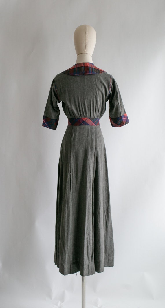 Vintage 1940's Wool Plaid Dress | Full Length Dre… - image 6