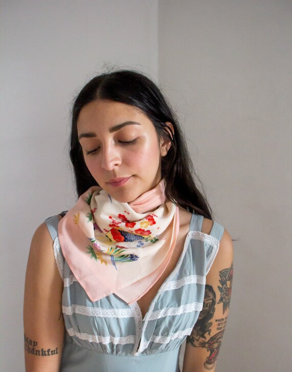 c. 1930s Pongee Silk Scarf | Made In Japan