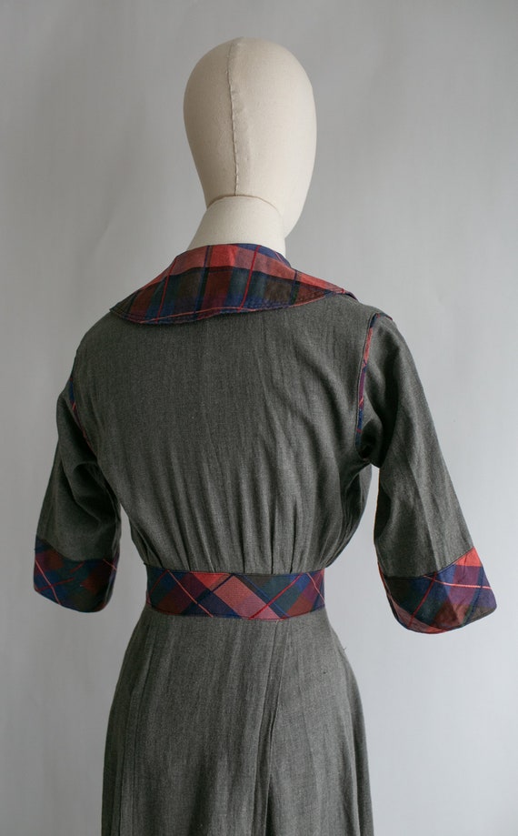 Vintage 1940's Wool Plaid Dress | Full Length Dre… - image 8