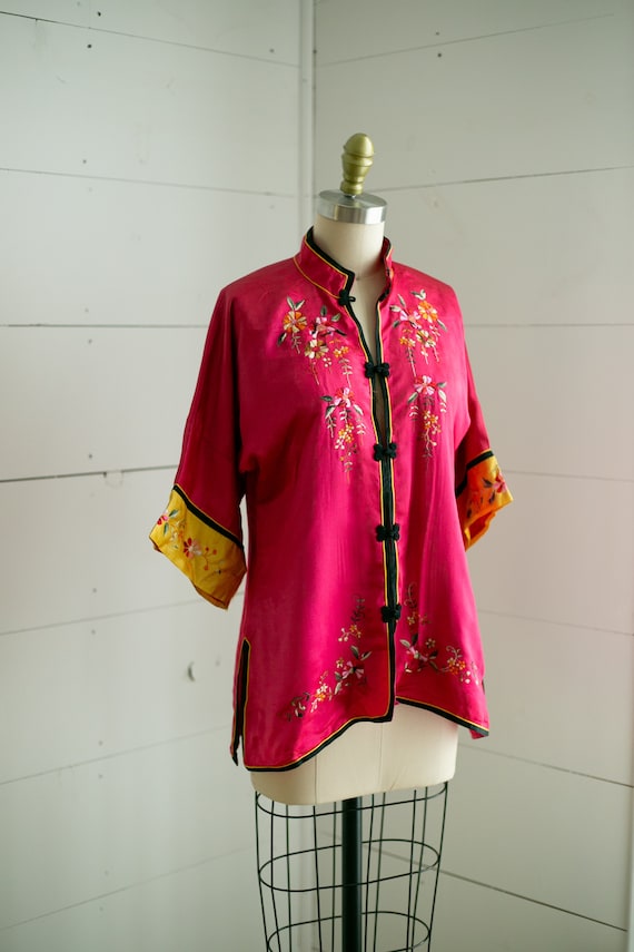 1920s Pajama Blouse | Silk Blouse | Dragonfruit Pi