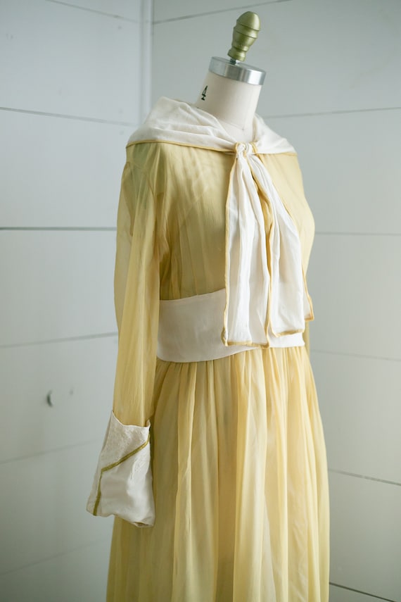 1900's Canary Yellow Embroidered Dress