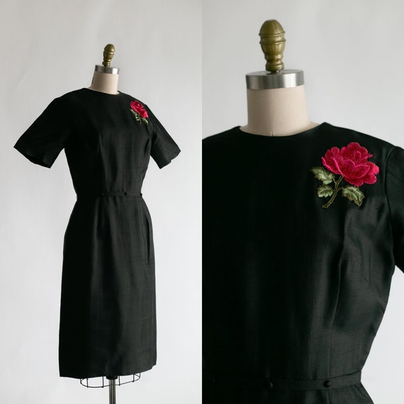 Vintage Late 1940's Edgar Harvey Black Dress | Bl… - image 1