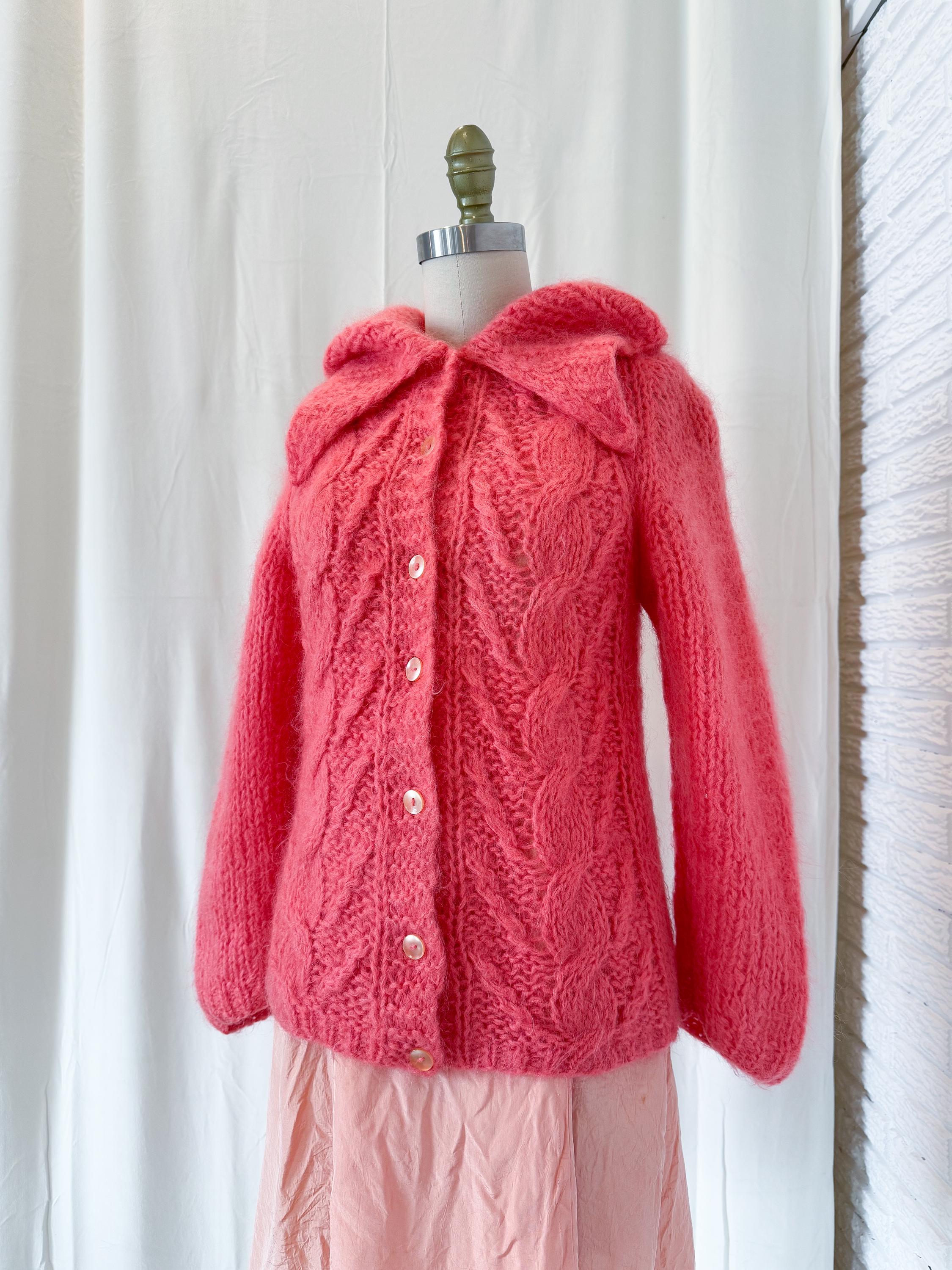 トップス vintage mohair cardigan 50s Vintage 50s 60s Campus Mohair Cardigan Sweater Checkered