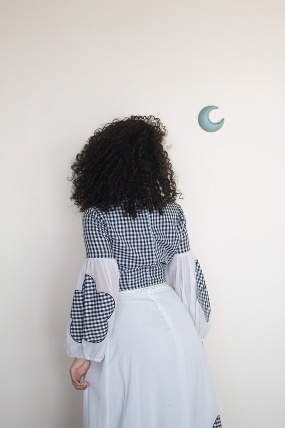 Gingham Goddess Dress | Black & White | Puff Sleev