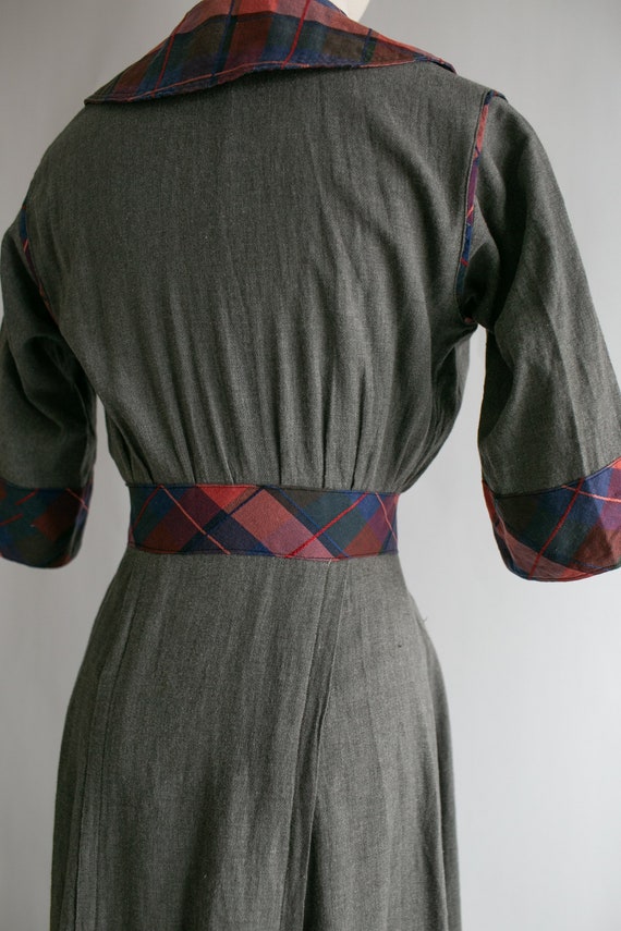 Vintage 1940's Wool Plaid Dress | Full Length Dre… - image 7