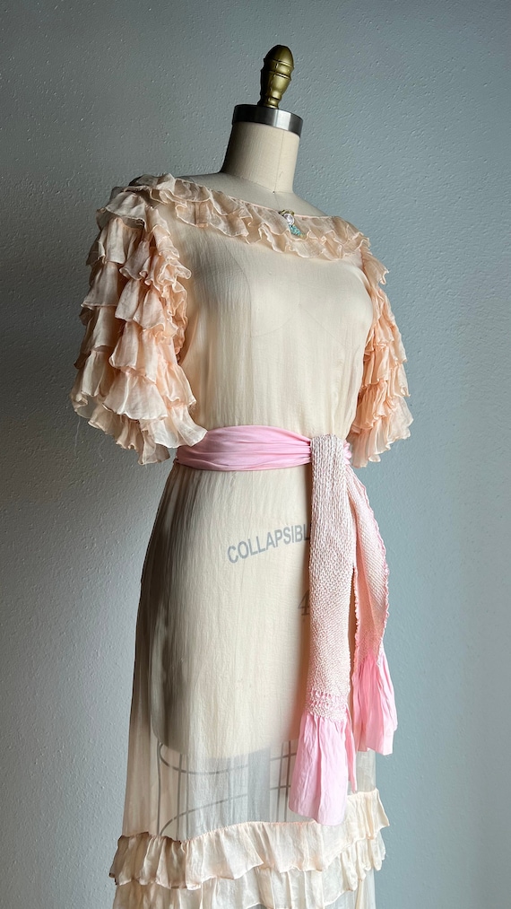 Antique 1930s Silk Chiffon Gown - RESERVED