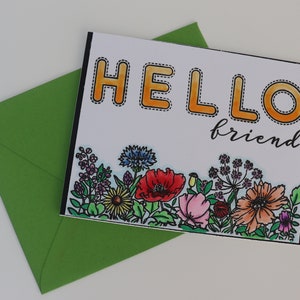 Hola Amigo (Jardín Floral) tarjeta de felicitación