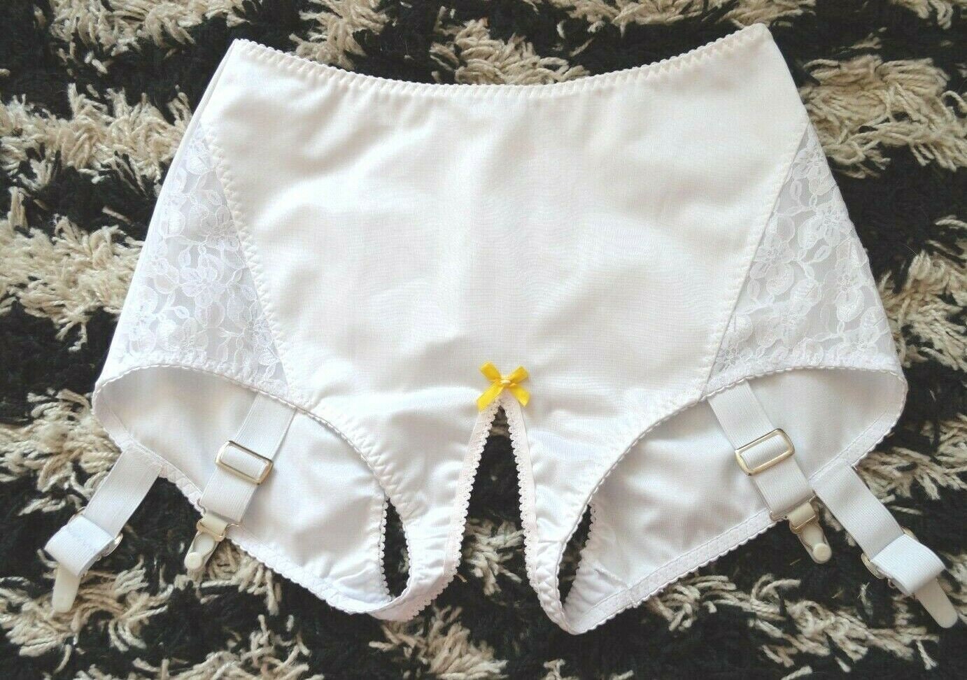 White open bottom knickers crotchless suspender shapewear Etsy
