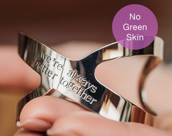 Personalized Infinity Cuff Bracelet in REAL Sterling Silver, Bronze, Copper, Brass (gold), Nickel, or Aluminum