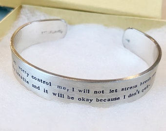 Brazalete personalizado extra largo en plata de ley REAL, bronce, cobre, latón, bronce, níquel o aluminio