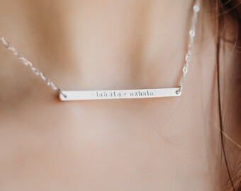 Collar de barra larga en plata de ley, relleno de oro y relleno de oro rosa