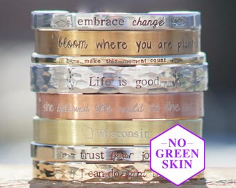 Bracelet manchette personnalisé en argent sterling véritable, bronze, cuivre, laiton, bronze, nickel, nuGold ou aluminium
