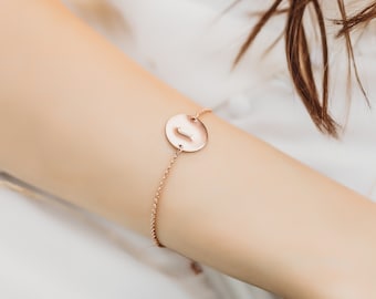 Pulsera de disco rellena de oro de 14 quilates personalizada en oro, plata esterlina y oro rosa