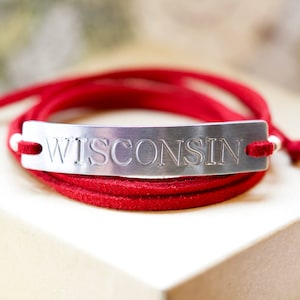 Wisconsin Bracelet, Red and Silver